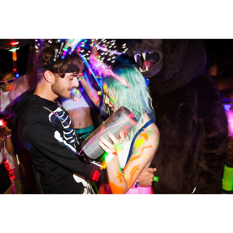 Ultimate Ears MEGABOOM Kaleidoscope portable Bluetooth speaker in a cylindrical design