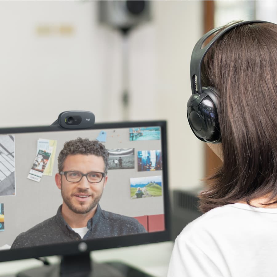 Logitech C505 HD webcam with USB-A cable for business video conferencing