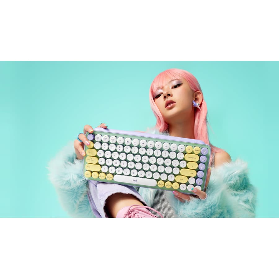 Logitech POP Keys wireless mechanical keyboard with emoji keys in colorful finish
