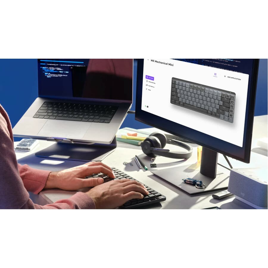 Logitech MX Mechanical wireless illuminated keyboard in graphite with perforated frame