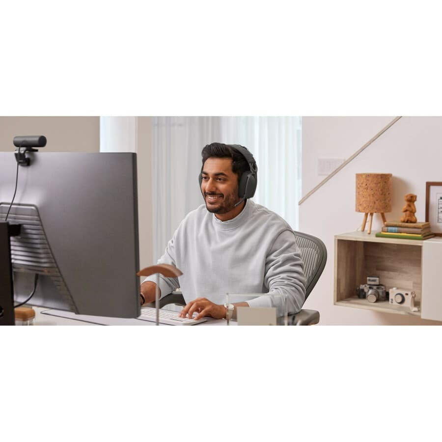 Logitech Zone Vibe 125 Graphite wireless Bluetooth over-ear headset with built-in microphone