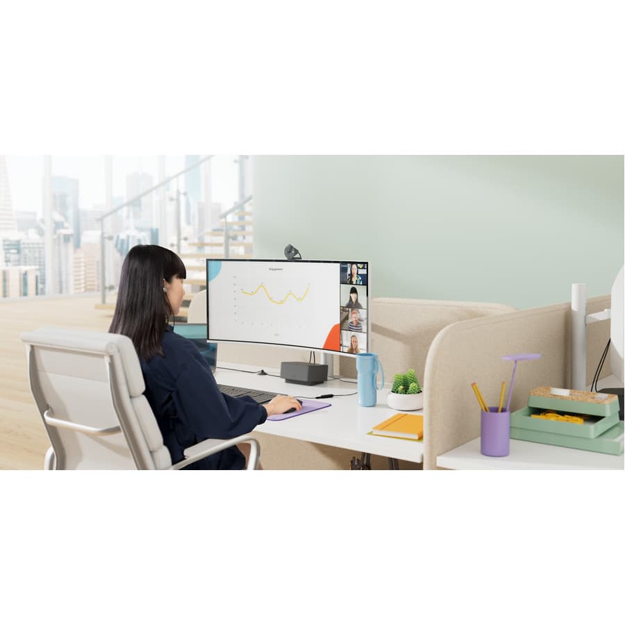 Logitech Brio 305 1080p black webcam with clip mount and USB-C connection