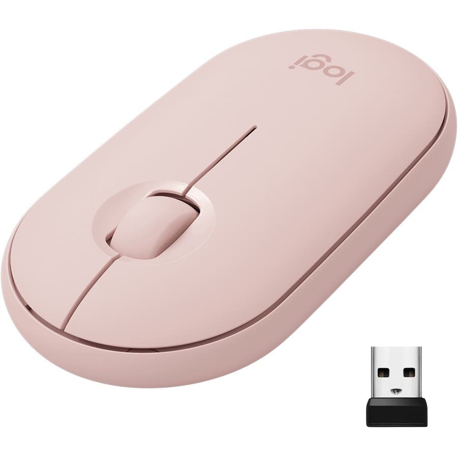 Logitech Pebble M350 Wireless Mouse 910-005769 — Bluetooth & USB Receiver | Silent, Slim, Rose