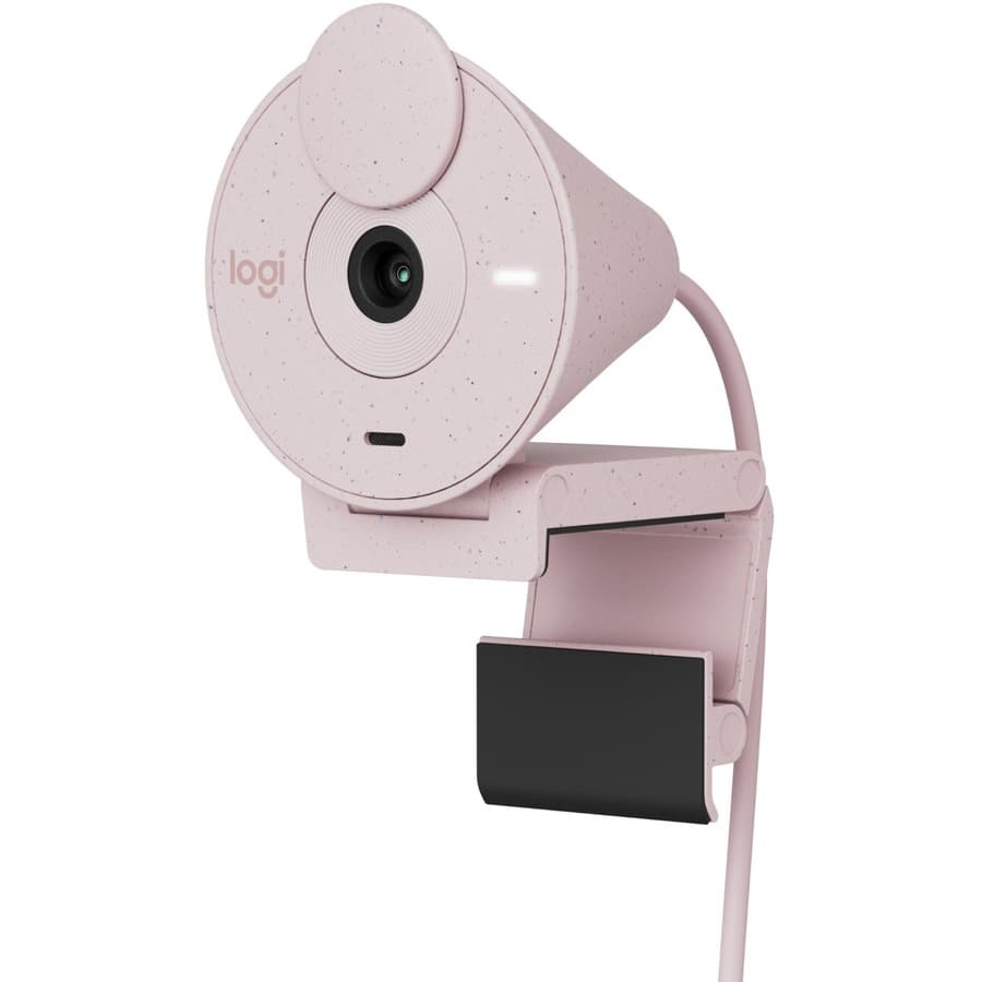 Logitech Brio 300 Webcam Rose | 1080p USB-C Webcam, Privacy Shutter