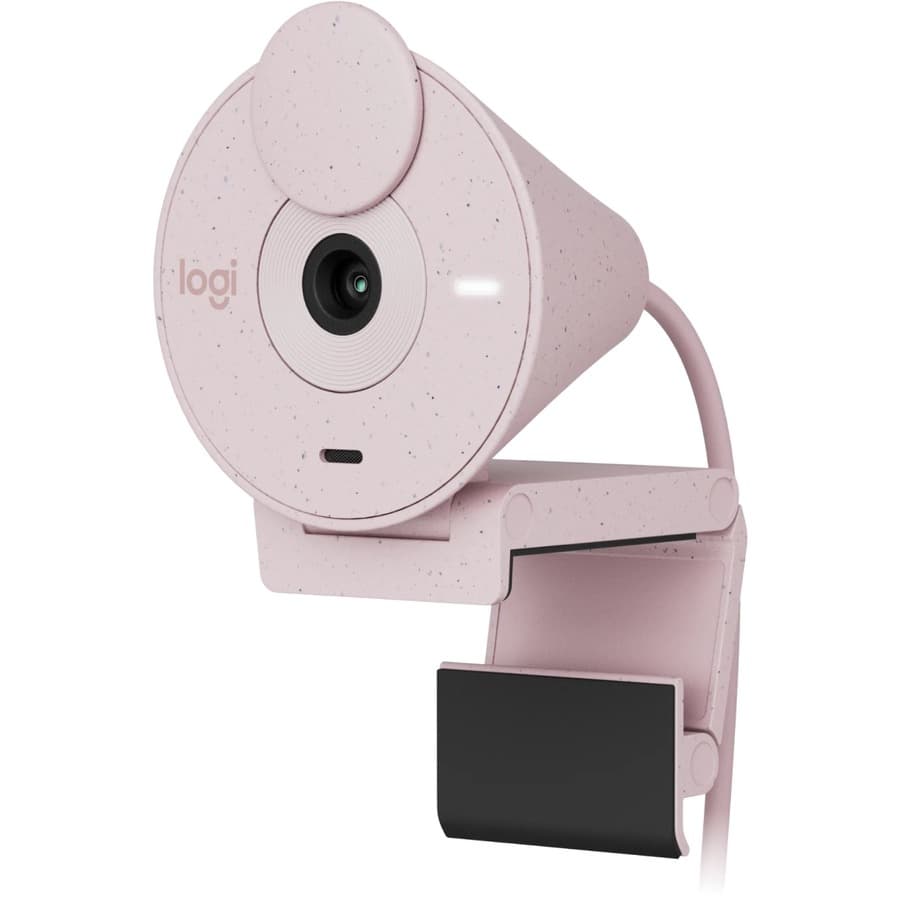 Logitech Brio 300 Rose USB-C webcam with 1080p video and built-in microphone