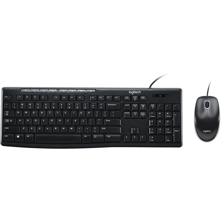Logitech MK200 wired USB media combo keyboard and mouse for office desktops