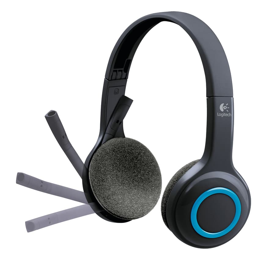 Logitech H600 wireless binaural headset with boom microphone in blue