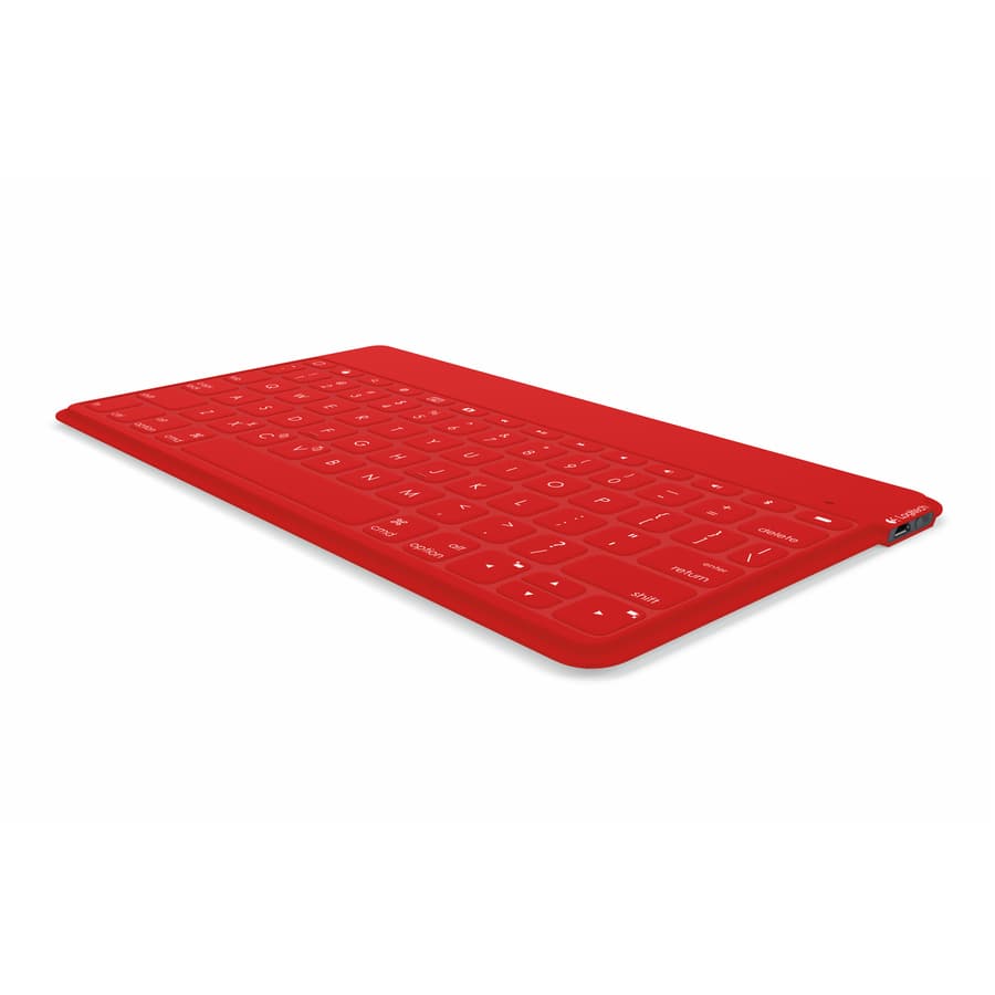Logitech Keys‑To‑Go slim red Bluetooth keyboard for iPad with compact layout