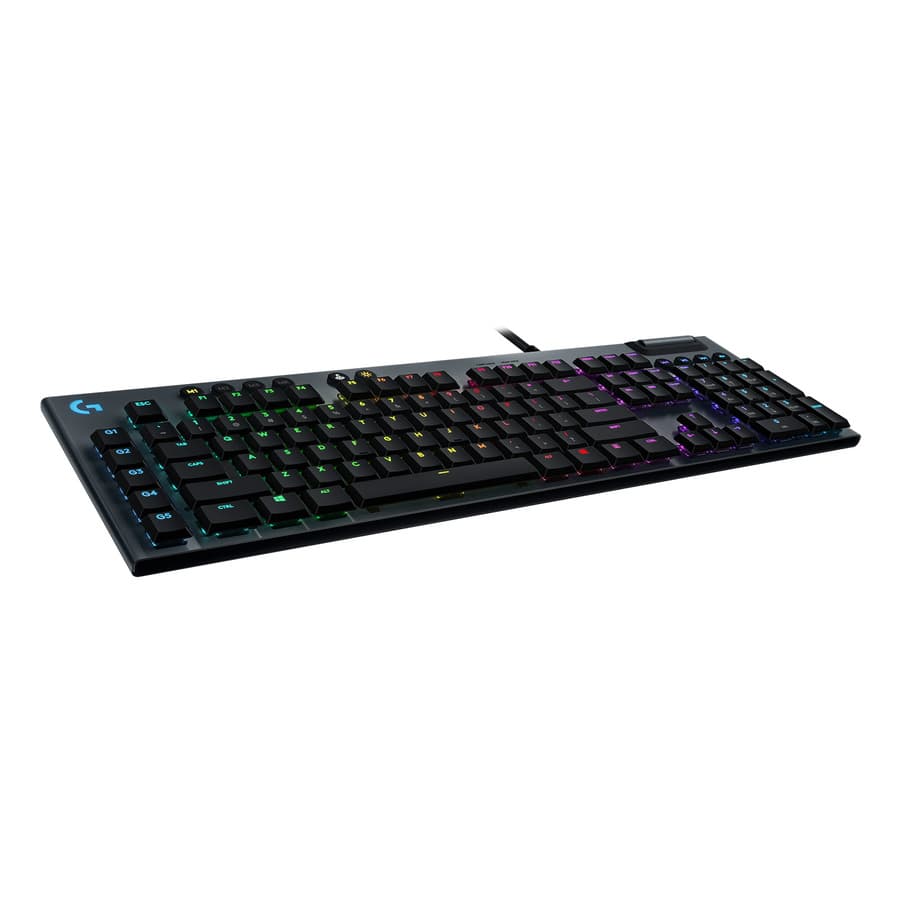 Logitech G815 LIGHTSYNC RGB mechanical gaming keyboard with low-profile keys and wired USB connection