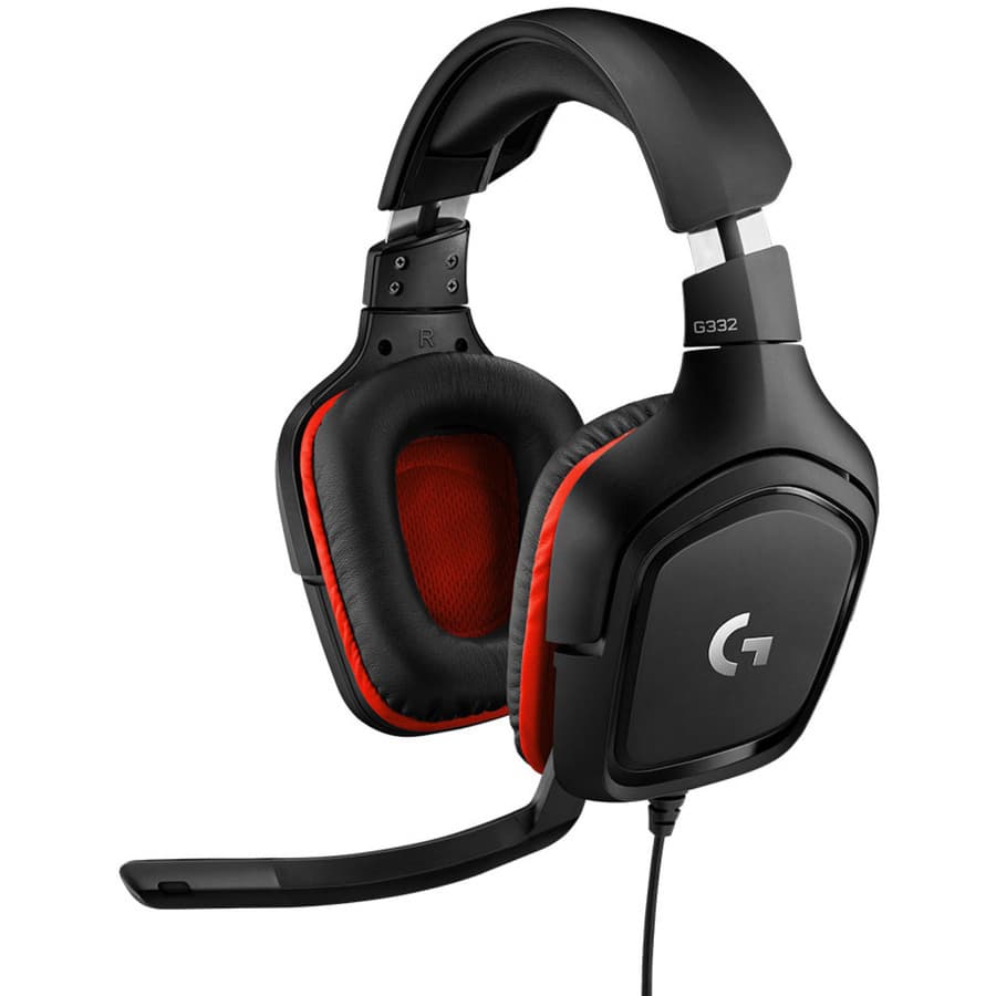 Logitech G332 wired stereo gaming headset with leatherette ear pads and boom microphone