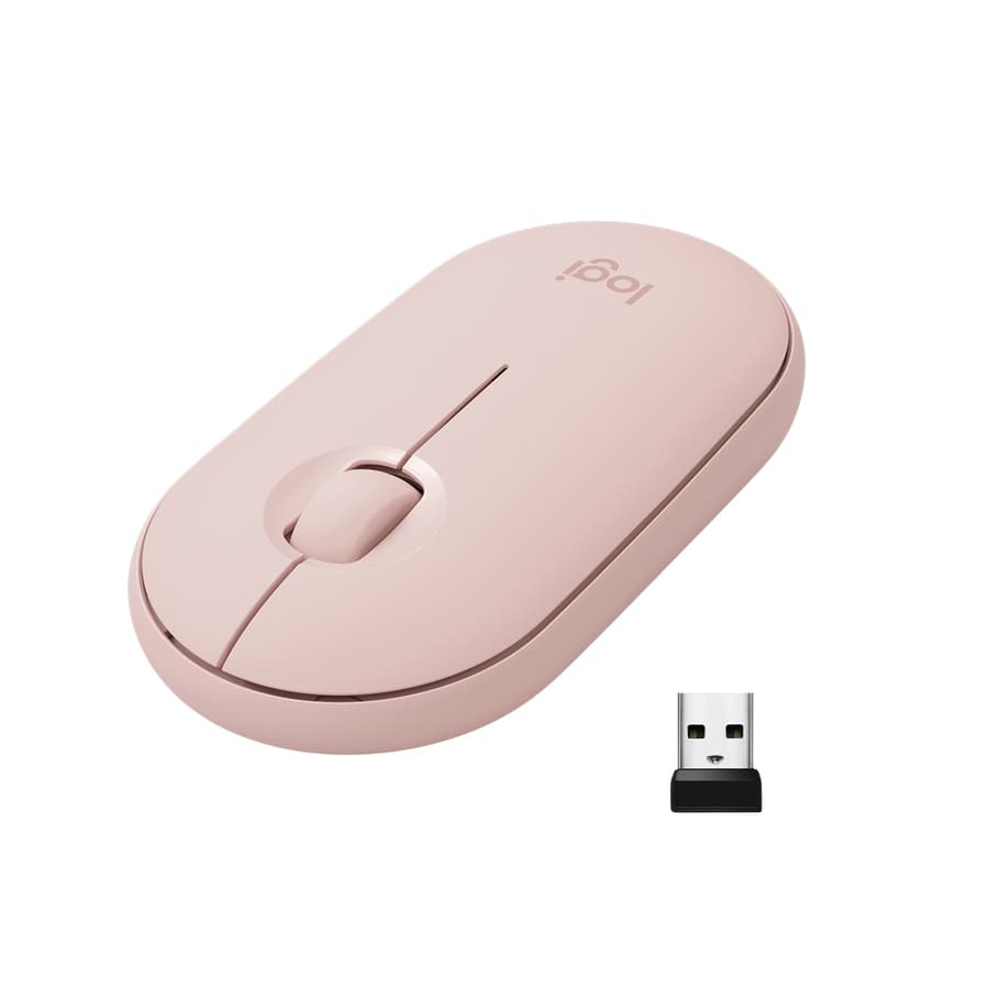 Logitech Pebble M350 wireless mouse 910-005769 rose slim low-profile Bluetooth and USB receiver