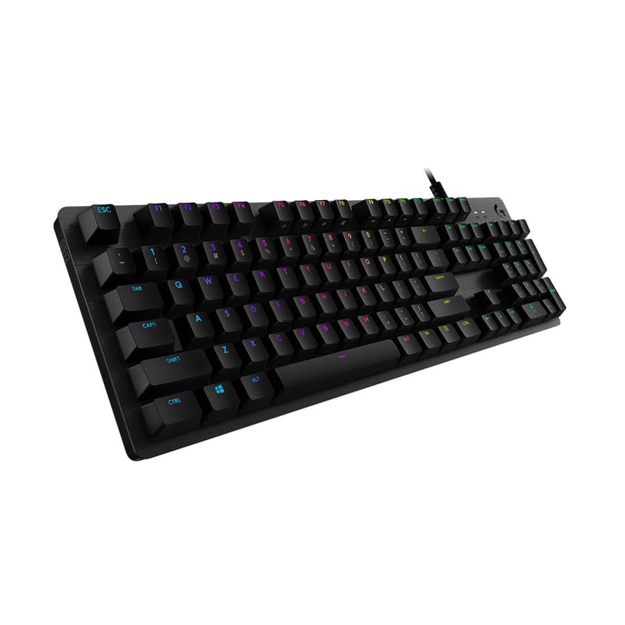 Logitech G512 Clicky mechanical gaming keyboard with RGB lighting and full-size layout