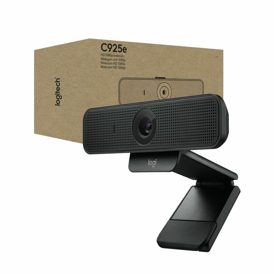 Logitech C925e USB webcam with 1080p HD video and built-in stereo microphones
