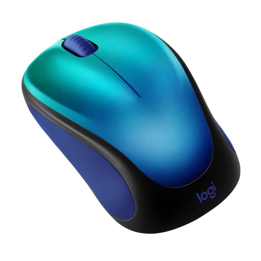 Logitech Blue Aurora Wireless Mouse — Design Collection blue, compact ambidextrous wireless mouse