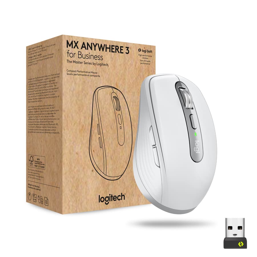 Logitech MX Anywhere 3 for Business in pale grey with Logi Bolt wireless connectivity