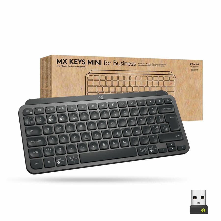 Logitech MX Keys Mini for Business Bolt wireless compact keyboard in Graphite