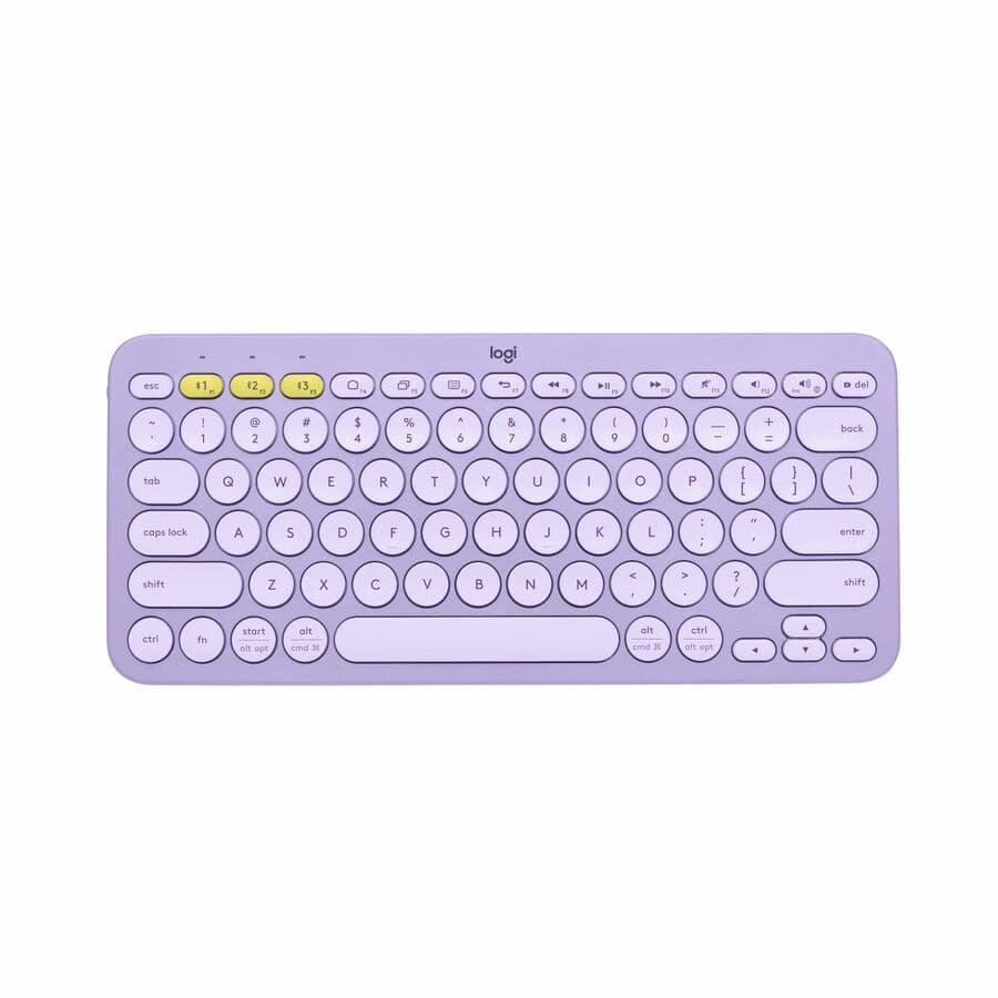 Logitech K380 multi-device Bluetooth keyboard in Lavender Lemonade color