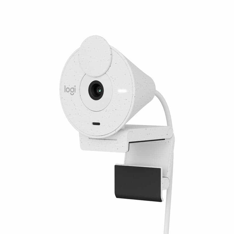 Logitech Brio 300 webcam in off-white for clear Full HD video calls