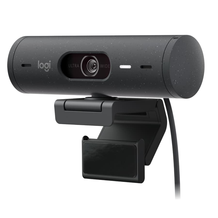 Logitech Brio 500 Graphite webcam with 1080p video, USB-C connectivity, and clip mount