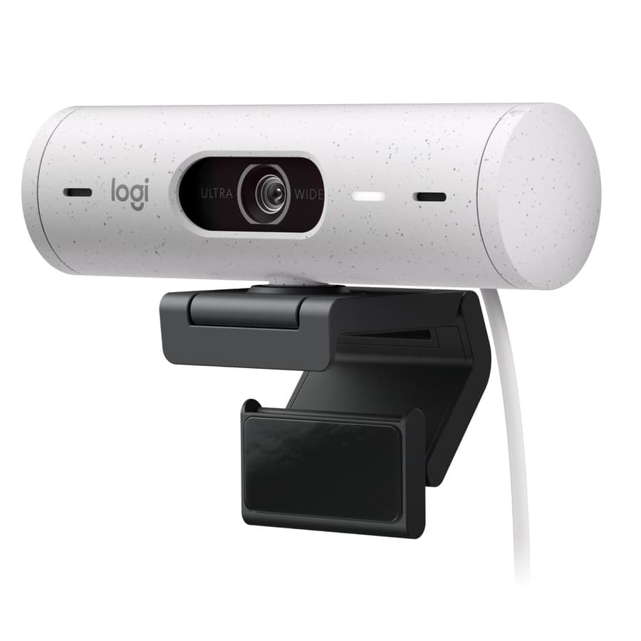 Logitech BRIO 500 Off-White webcam with USB-C connector for 1080p video calls