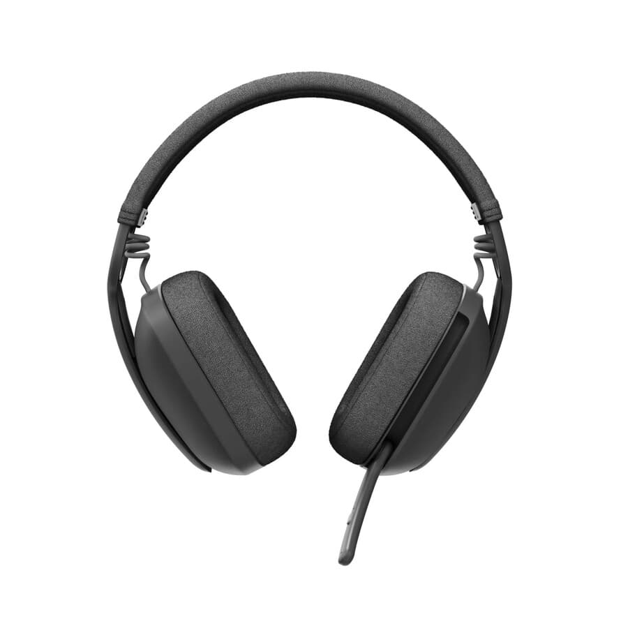 Logitech Zone Vibe 100 wireless headset in Graphite with over-ear design and boom microphone