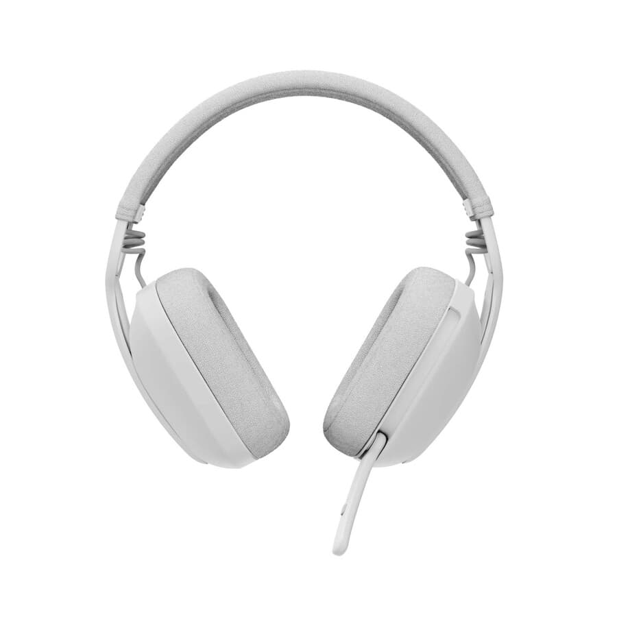 Logitech Zone Vibe 100 off white wireless over-ear headset with boom microphone