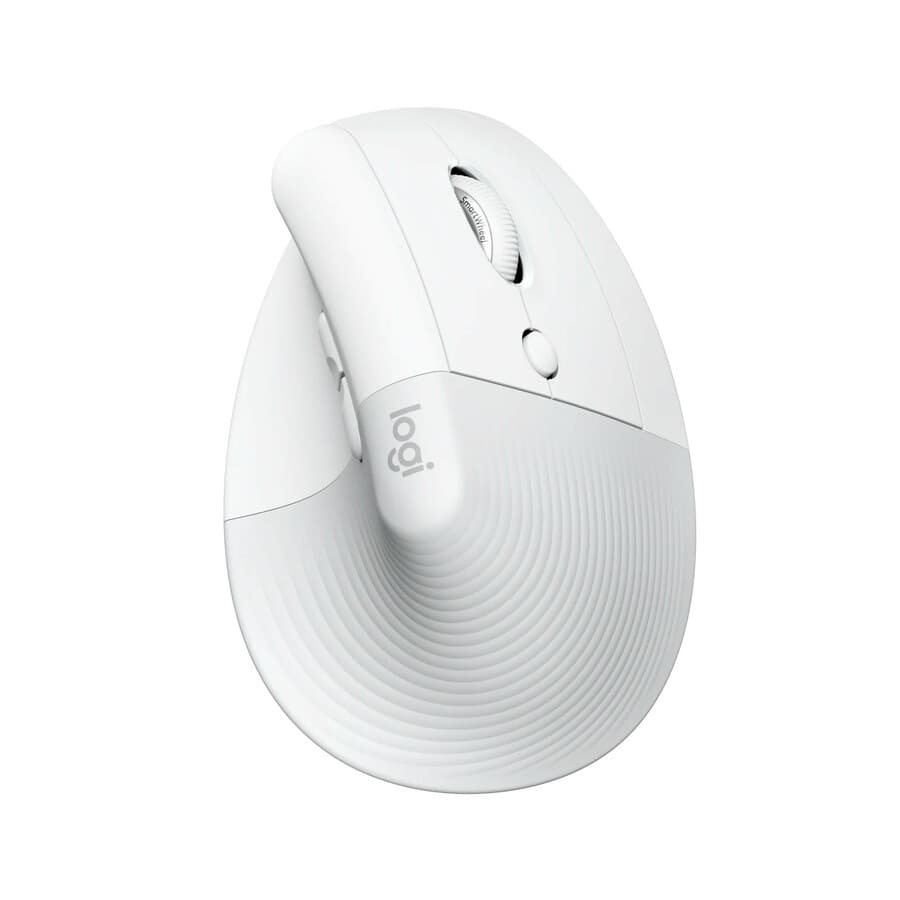 Logitech Lift Vertical Ergo Mouse Business in off white with vertical ergonomic shape