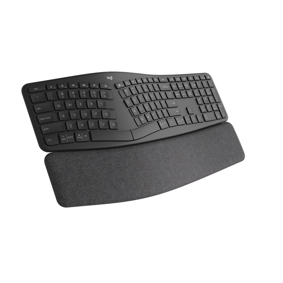 Logitech ERGO K860 Business ergonomic wireless keyboard in graphite with split layout and palm rest