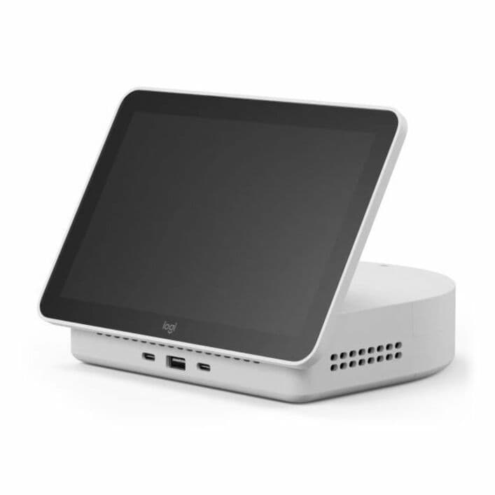 Logi Dock Flex in Graphite for shared desk docking in a hybrid office