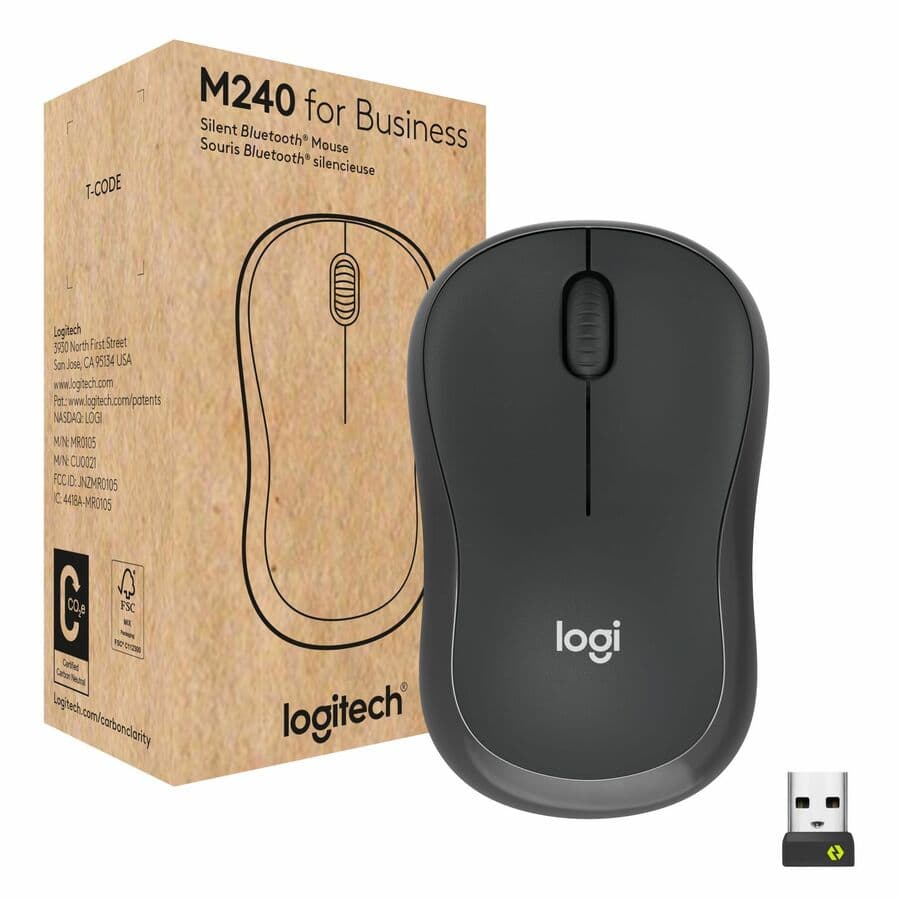 Logitech M240 Wireless Mouse in graphite with USB receiver