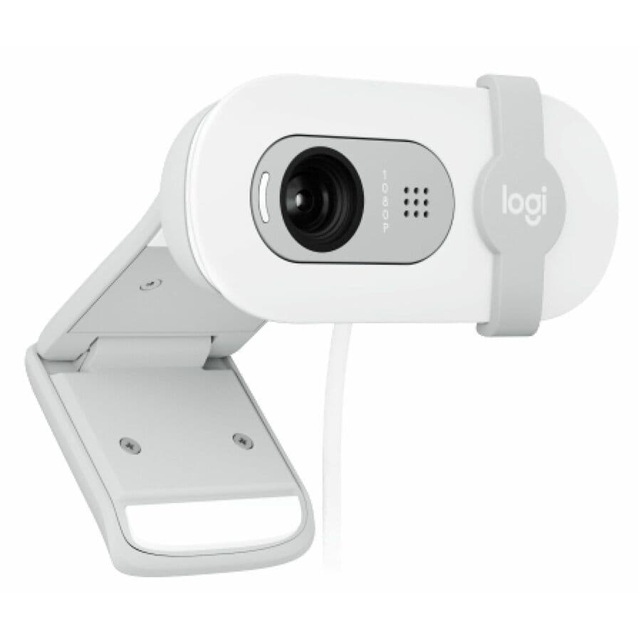Logitech Brio 100 Webcam White front view for 1080p HD video calls