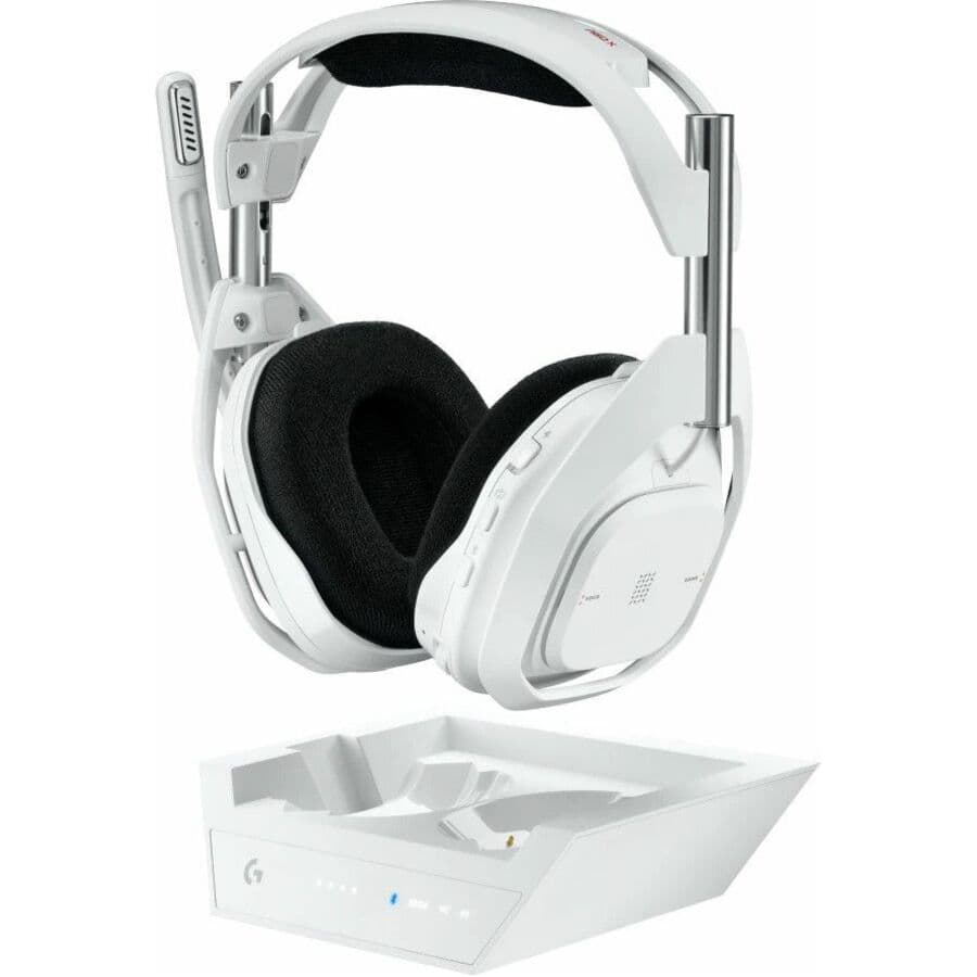 Logitech A50 X wireless gaming headset with base station in white