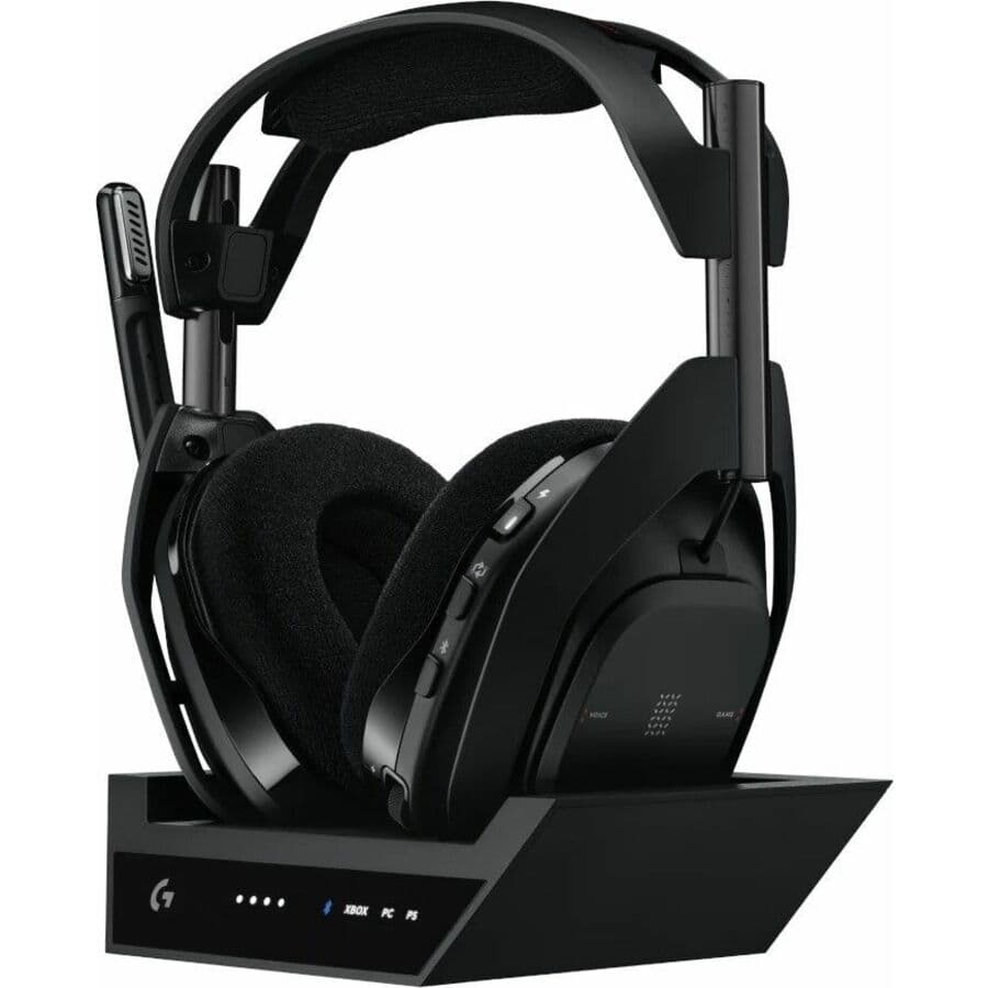 Logitech A50 X wireless gaming headset with HDMI base station and black finish