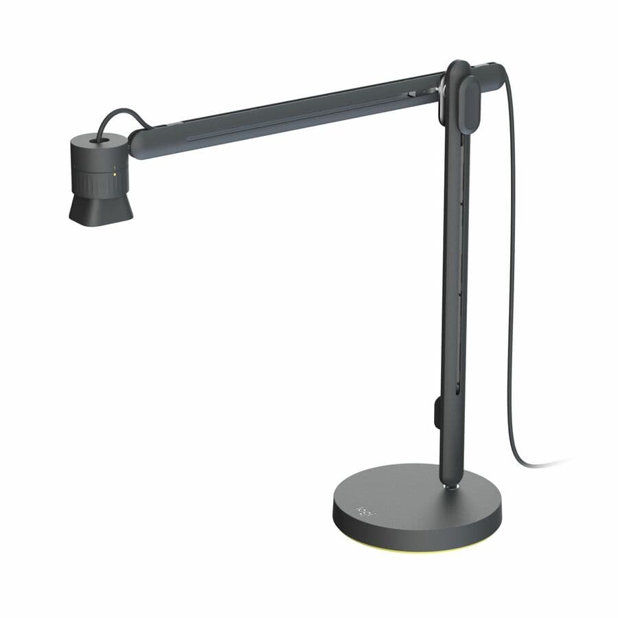 Logitech Reach document camera with base mount for stable tabletop presentation use