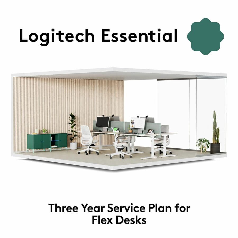Logitech Essential for Flex Desks three-year service plan for shared workspace coverage