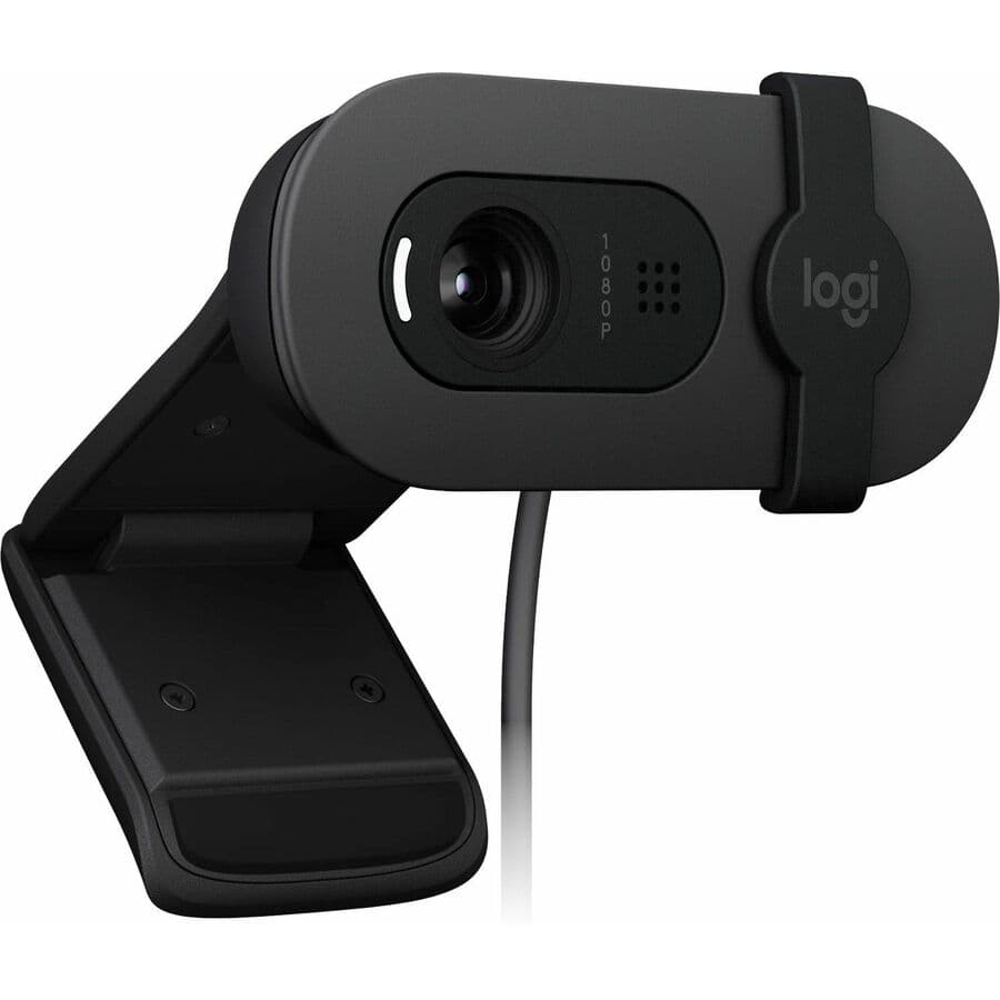 Logitech Brio 100 Graphite webcam with clip mount for Full HD 1080p video calls