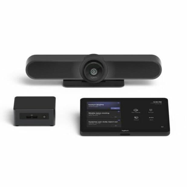 Logitech Microsoft Teams room bundle with MeetUp, NUC, Cat5e kit, and compute mount