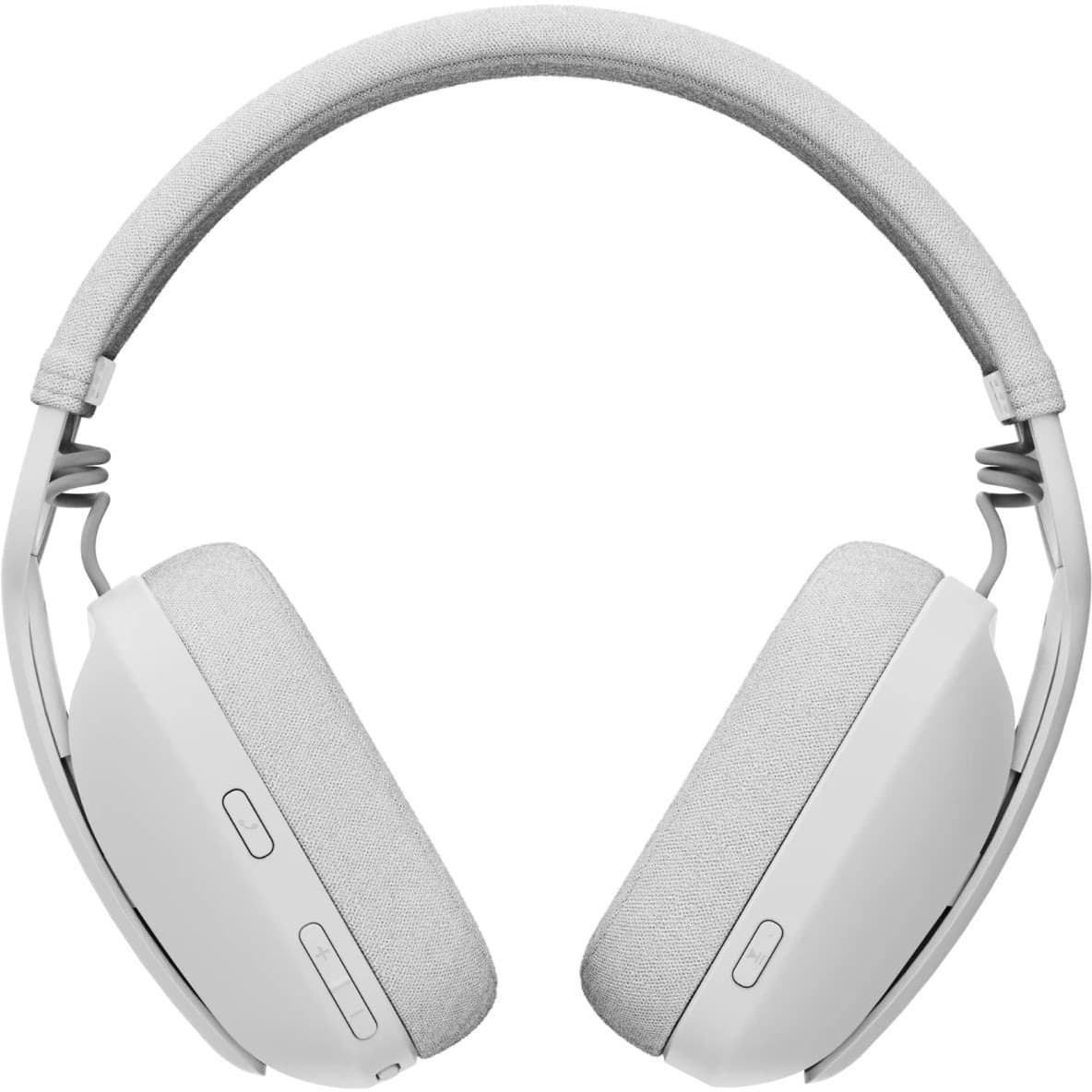 Logitech Zone Vibe 100 off white wireless over-ear headset with boom microphone
