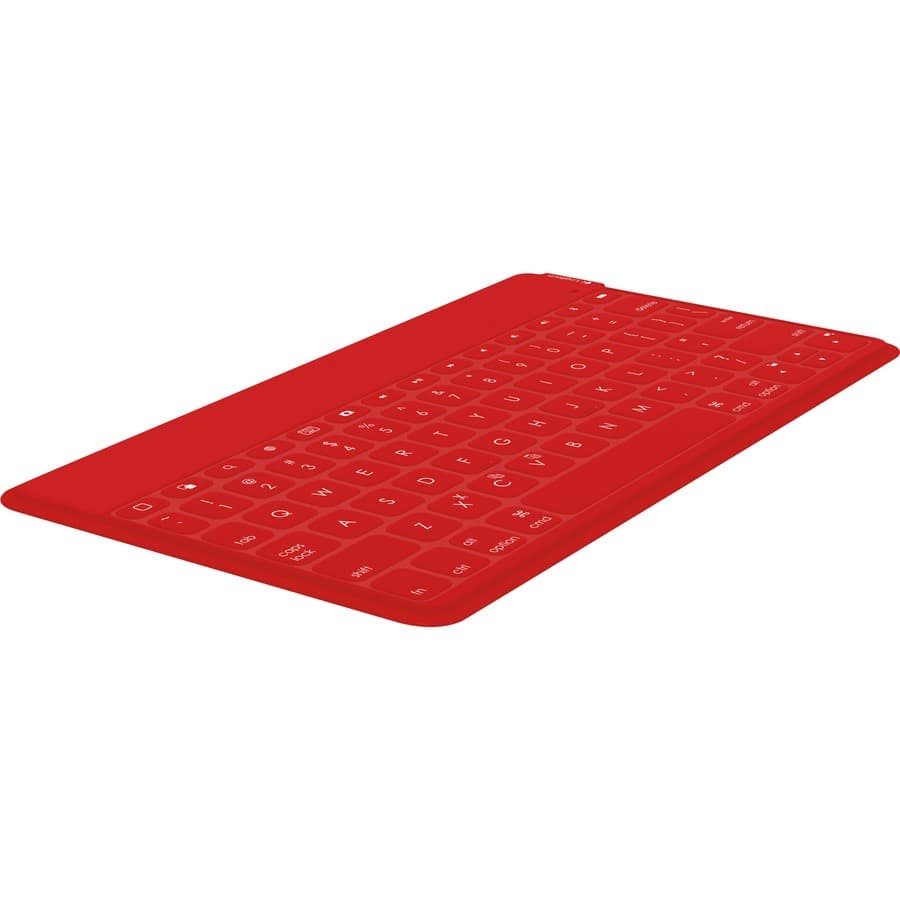 Logitech Keys‑To‑Go slim red Bluetooth keyboard for iPad with compact layout