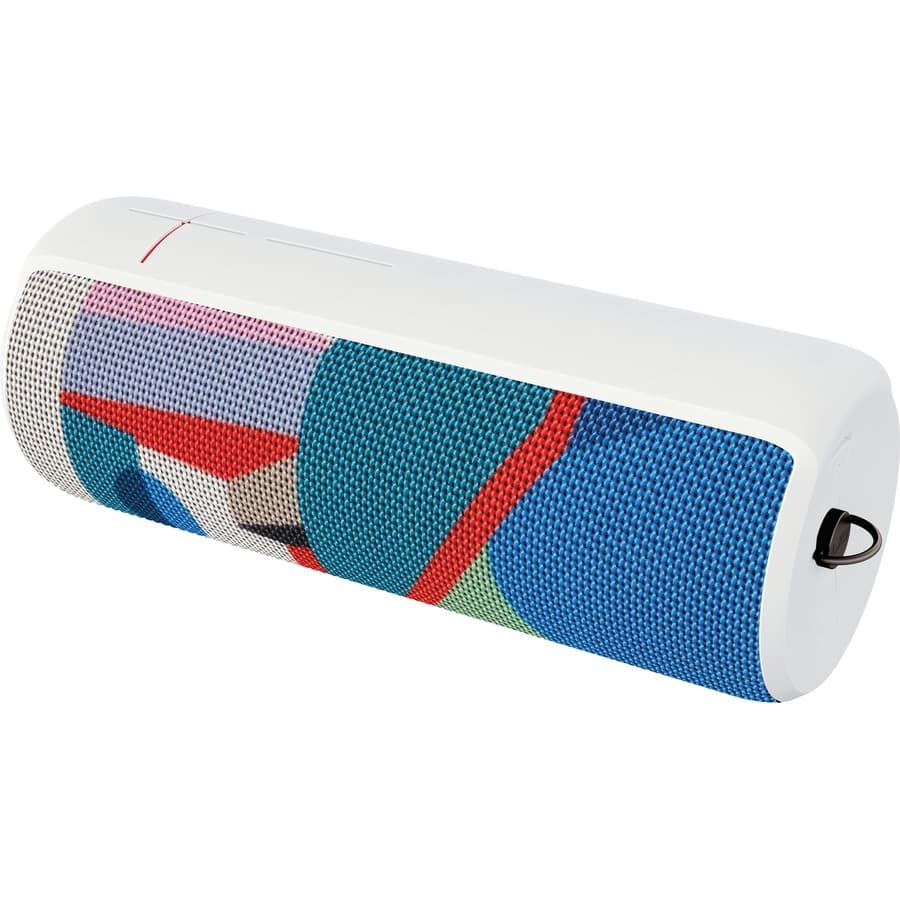 Ultimate Ears MEGABOOM Kaleidoscope portable Bluetooth speaker in a cylindrical design