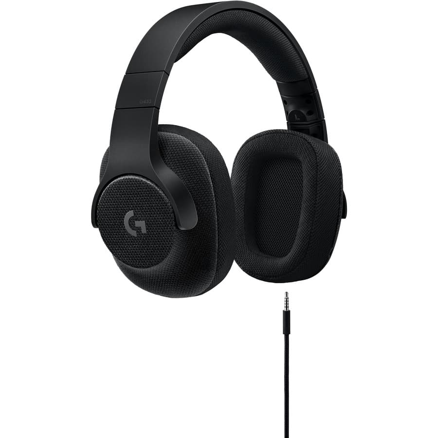 Logitech G433 black wired gaming headset with over-ear cups and boom microphone
