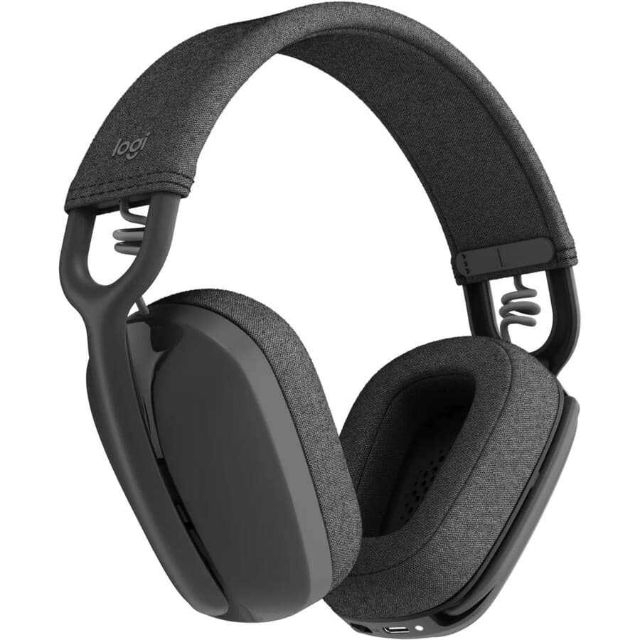 Logitech Zone Vibe 125 Graphite wireless Bluetooth over-ear headset with built-in microphone