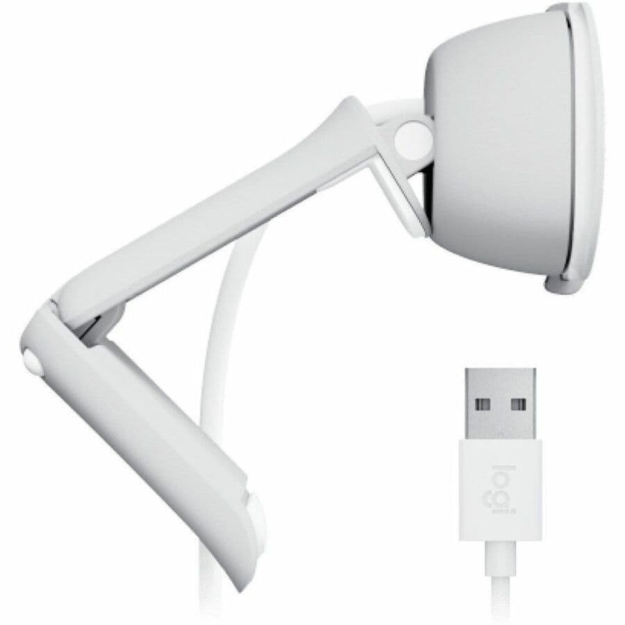 Logitech Brio 100 Webcam White front view for 1080p HD video calls