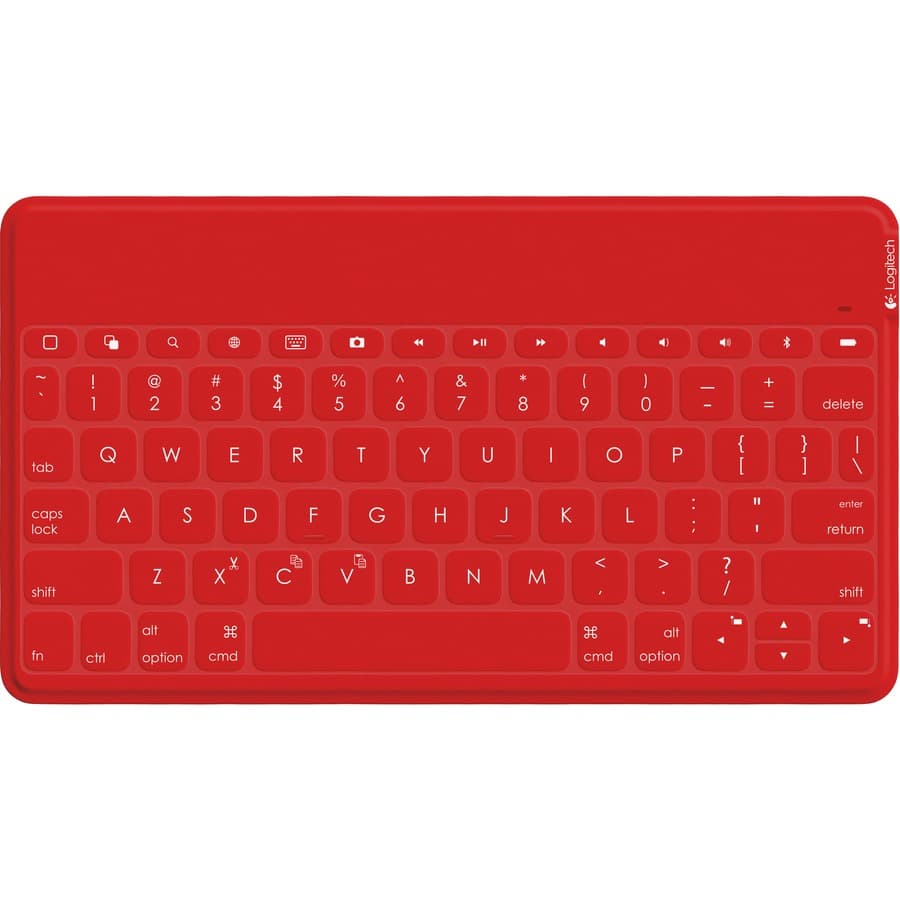 Logitech Keys‑To‑Go slim red Bluetooth keyboard for iPad with compact layout