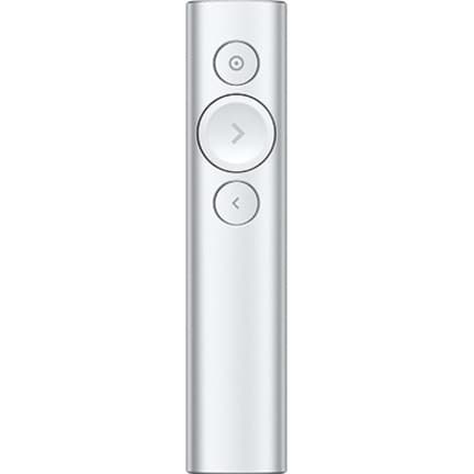 Logitech Spotlight presentation remote in silver for slide navigation up to 100 ft away