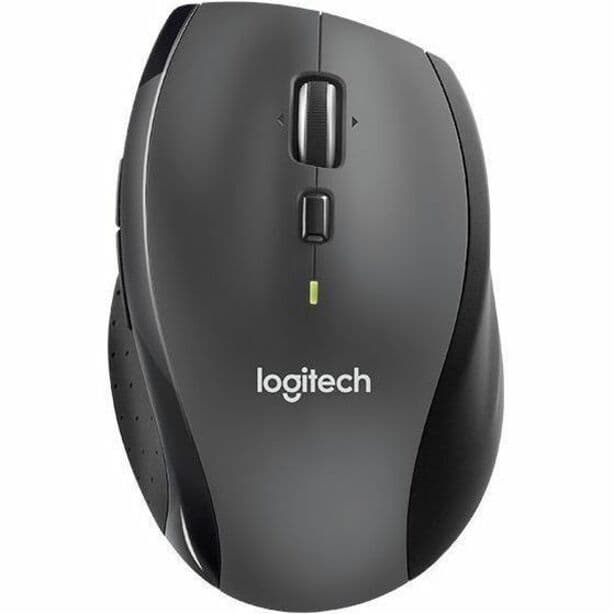 Logitech Marathon M705 wireless mouse, full-size shape, additional side buttons visible