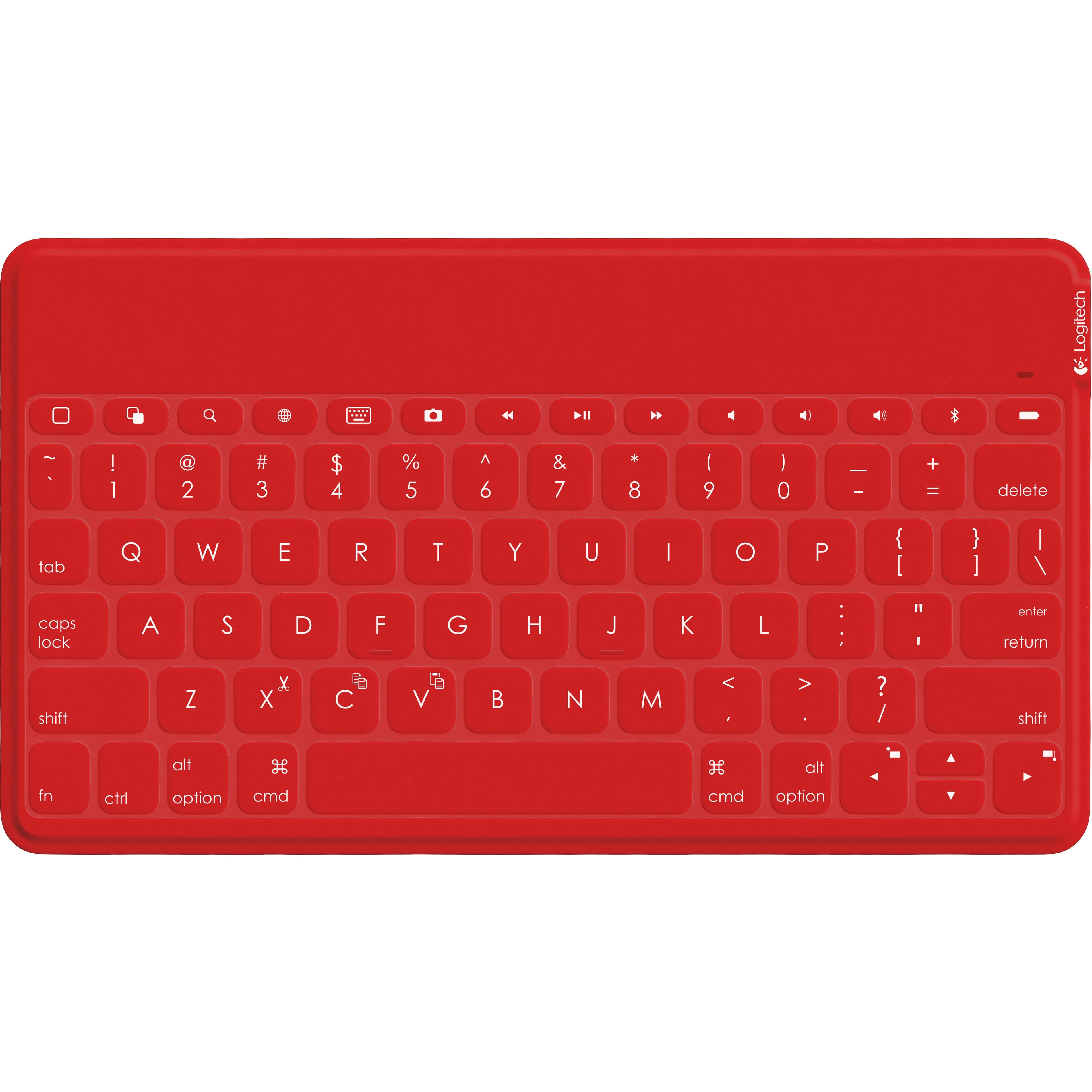 Logitech Keys‑To‑Go slim red Bluetooth keyboard for iPad with compact layout