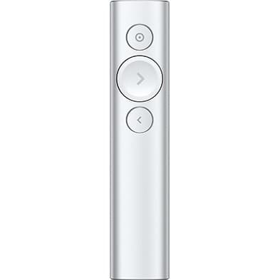 Logitech Spotlight presentation remote in silver for slide navigation up to 100 ft away