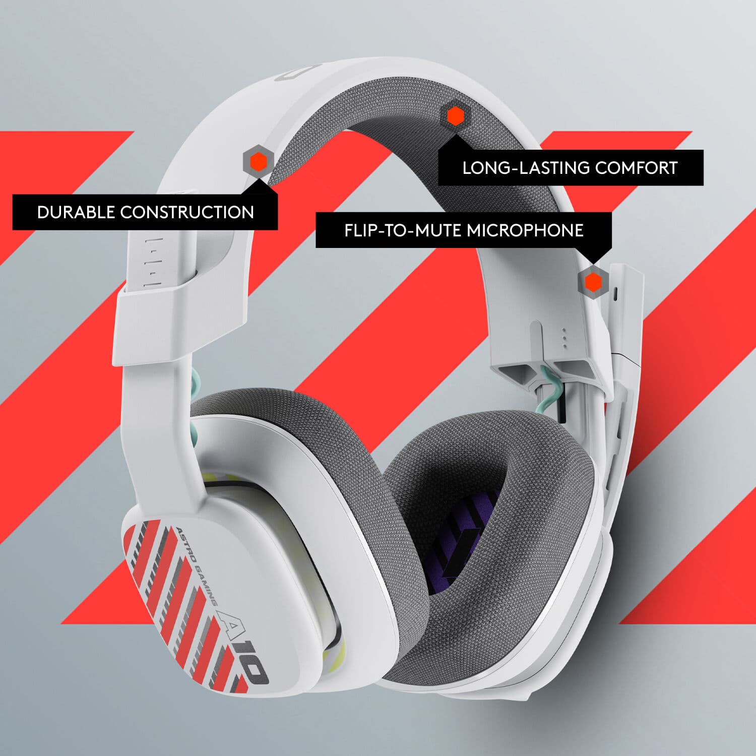Logitech A10 G2 wired PlayStation gaming headset in white with boom microphone