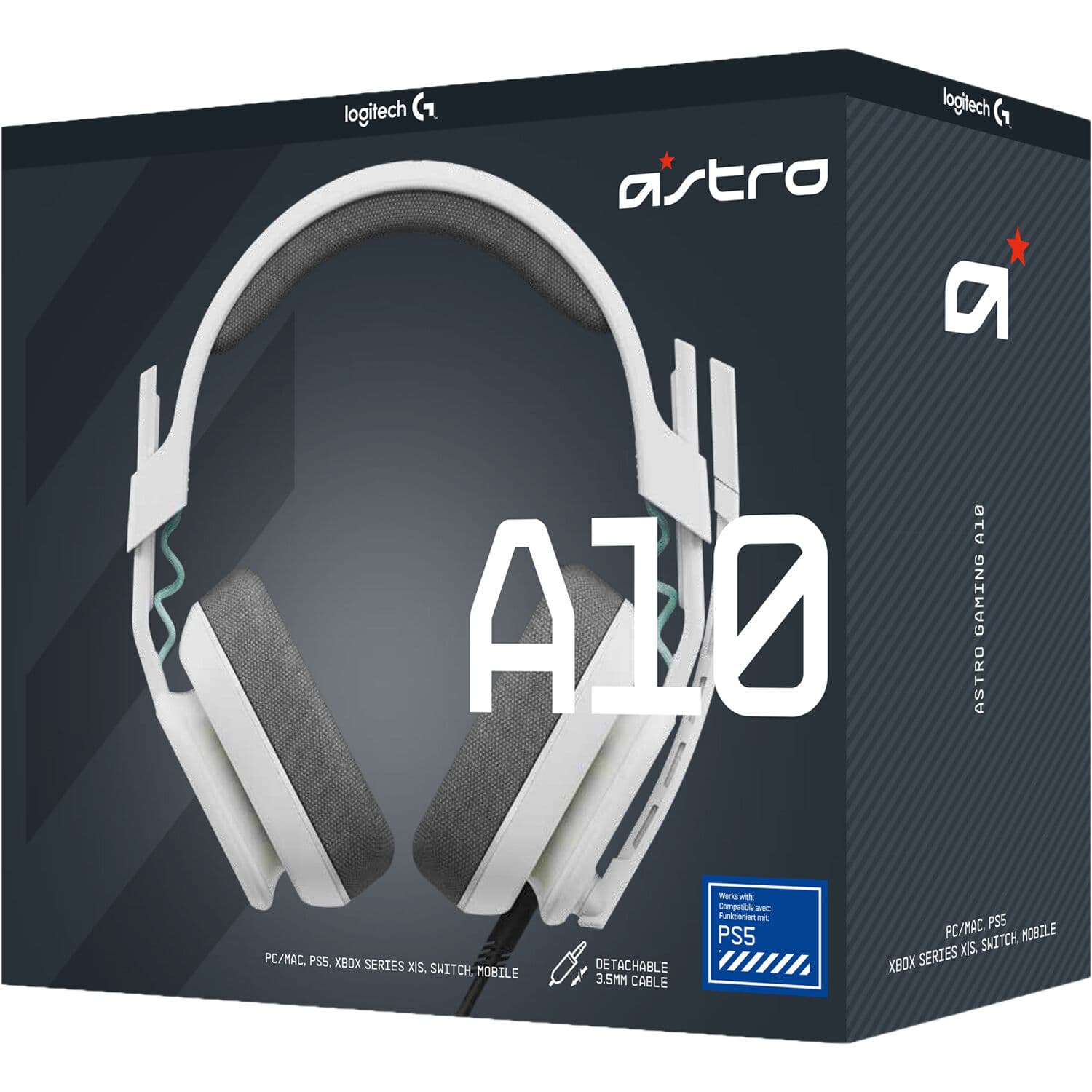 Logitech A10 G2 wired PlayStation gaming headset in white with boom microphone